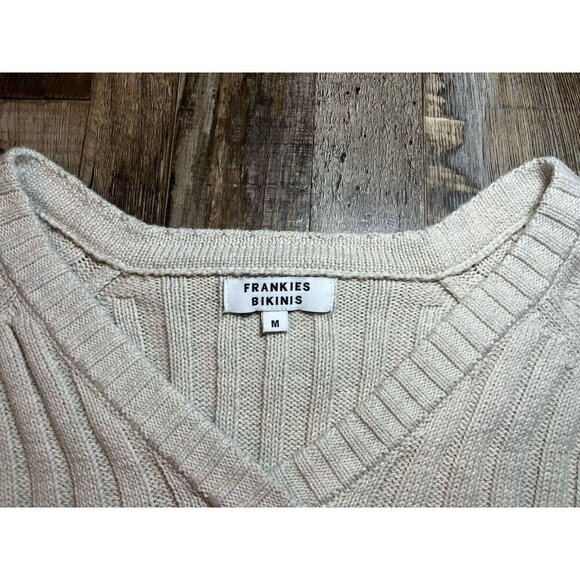 Frankies Bikinis Ashton Cotton Knit Sweater in Cream Size Medium - Picture 6 of 10